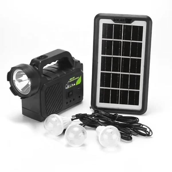 55.webp Kit Solar Portabil, Lanterna, 3 Becuri LED, Incarcare Telefon, USB