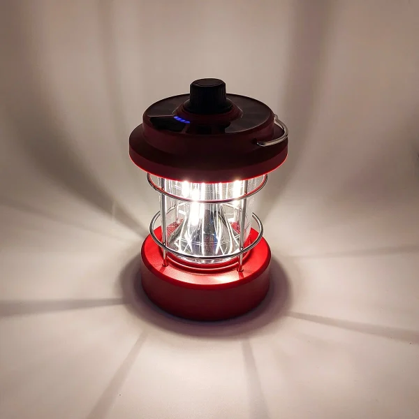Lampa Portabila Incarcare Solara, Iluminare 30 COB LED, Intensitate Reglabila, Acumulator USB Inclus, pentru Camping, Gradina, Munte, Zone Putin Luminate, 5W, in Aer Liber, Rosu