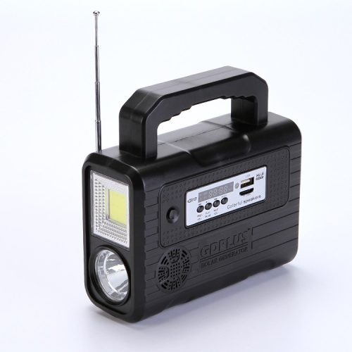 7-20 Kit Solar Portabil GDPlus, 3 Becuri, MP3, USB, Incarcator Telefon, Acumulator Reincarcabil