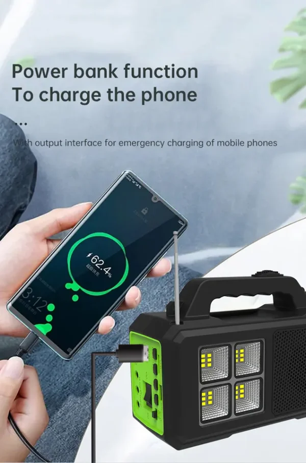 H7779090eb0ed4e6497cfdce52c771e8f8.jpg_960x960.webp Kit Portabil GD, Panou Solar, 2 Becuri LED, Incarcator, Lanterna, USB