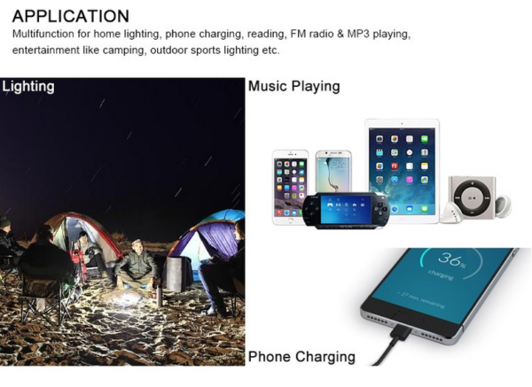 Kit Solar GD, 3 Becuri LED, USB, Radio, Lanterna , Incarcare Telefon, Negru