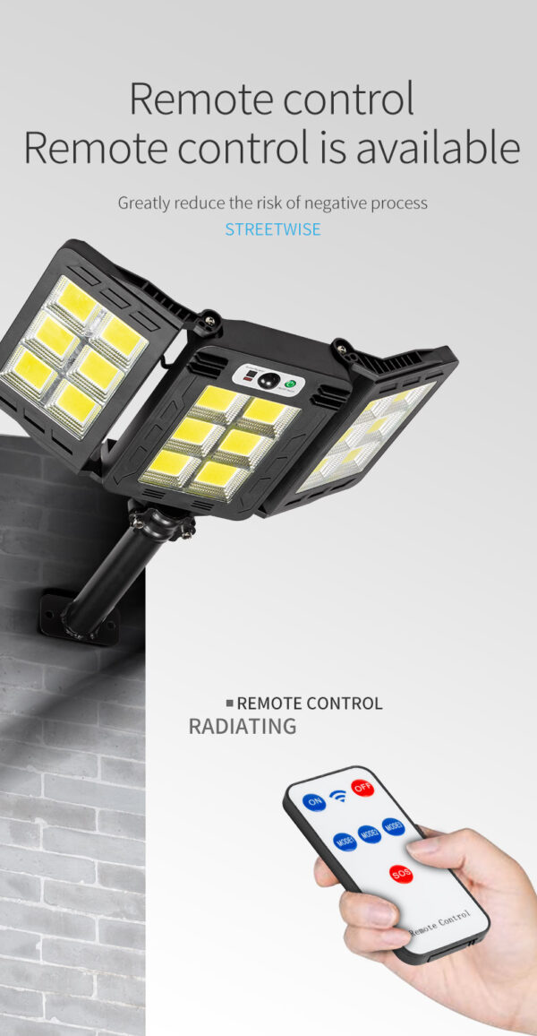 Lampa Stradala Solara LED, senzor de miscare pliabila, rezistenta la apa, fara cablu, 3 Moduri Iluminare, exterior