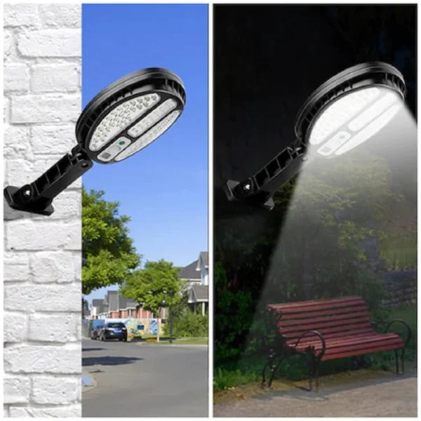 Lampa cu incarcare solara, 100 x LED SMD, senzor de miscare, telecomanda, suport si prindere inclus