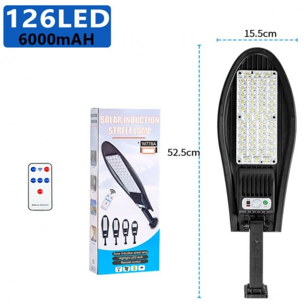 Lampa Solara W 778A, perete, stradala, LED, dreptunghi, senzor de miscare, suport inclus