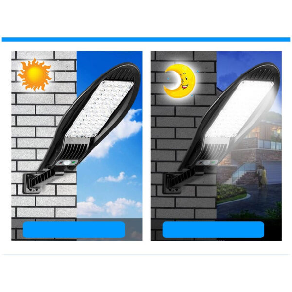 Lampa Solara W 778A, perete, stradala, LED, dreptunghi, senzor de miscare, suport inclus
