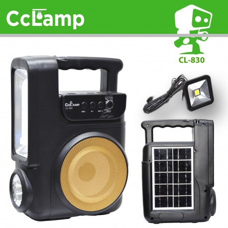 Kit Solar Portabil CCLAMP CL-830 cu Player Bluetooth, Usb, Card TV, Radio FM, Lanterna si 1 Bec Led Extensibil