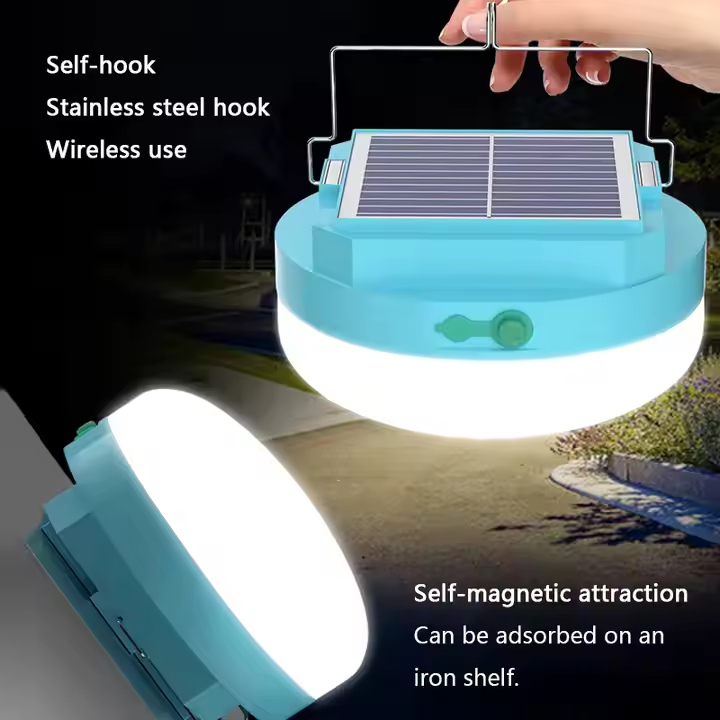 Bec portabil 300W cu incarcare solara si 3 moduri de lumina