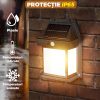 Lampa Solara de Perete LED Tip Felinar, senzor de miscare 5-8 metri, fara fir, 3 moduri de iluminare, protectie IP65, exterior, negru