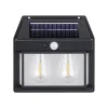 23-25 1 Lampa Solara de Perete, 2 Becuri LED Tip Felinar, senzor de miscare 5-8 metri, fara fir, 3 moduri de iluminare, protectie IP65, exterior, negru